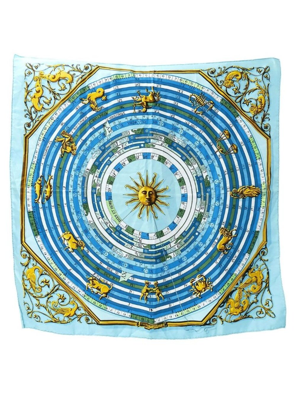 Hermes Scarf Carre 90 Dies Et Hore Astrology Silk Blue Large Constellation